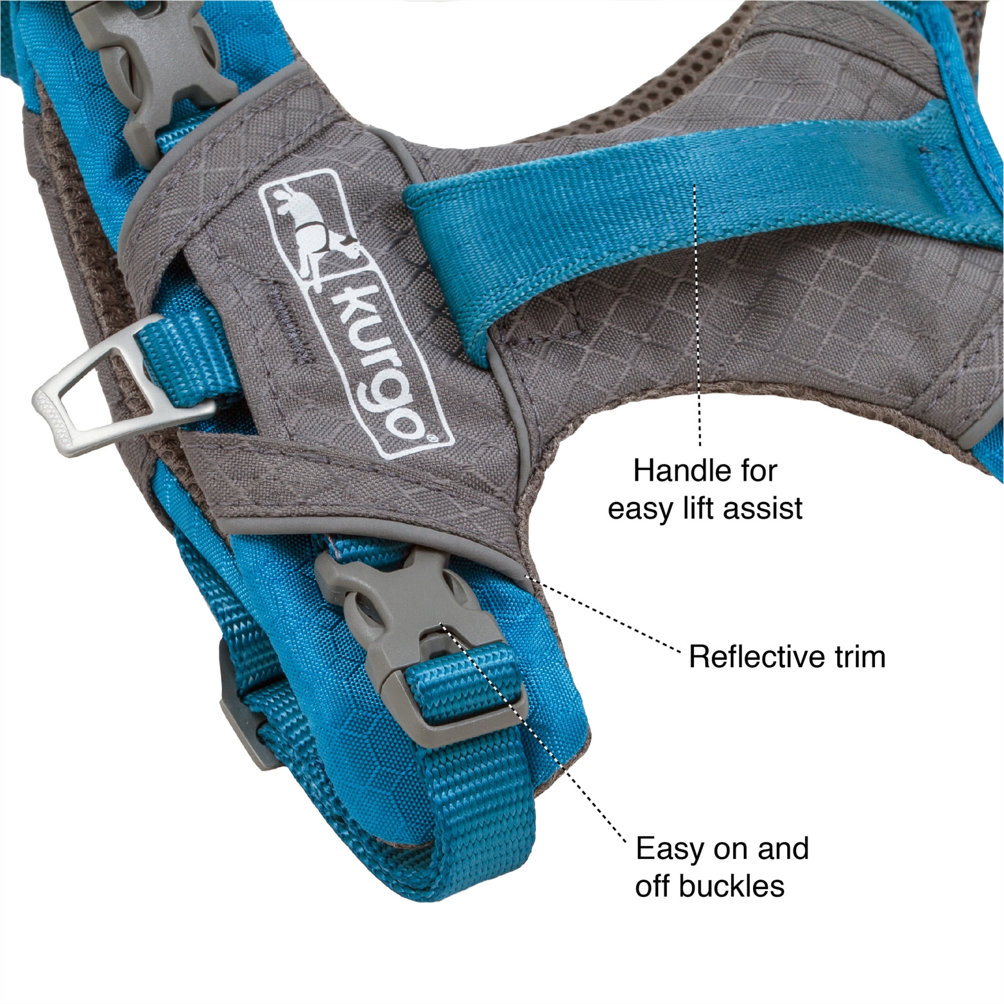 Kurgo Journey Air Dog Harness, Reflective, Padded, No Pull Front Clip and Control Handle, Coral, S