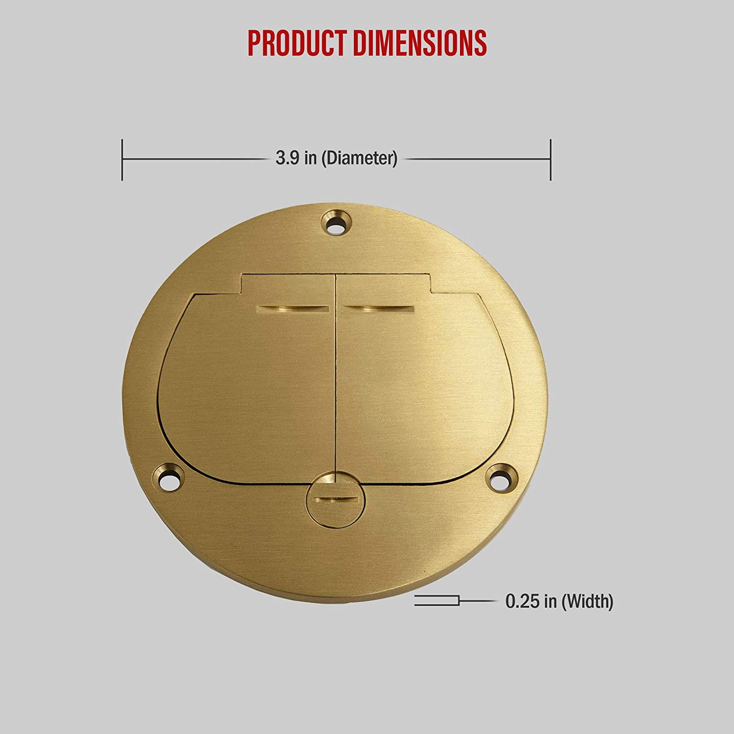 ENERLITES Dual Flip Lid Floor Box Cover, 4" Diameter, 20A Tamper-Weather Resistant Receptacle Outlet, Watertight Gaskets, 975503-C, UL Listed, Brass,Gold