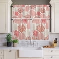thumbnail image 2 of Coastal Ocean Coral Curtain Valances Set Red Pink Theme Pattern Kitchen Curtains 24&nbsp;inch Length Rod Pocket Valance and Tiers 3 Piece Set Small Bedroom Bathroom Laundry Decor, 2 of 9