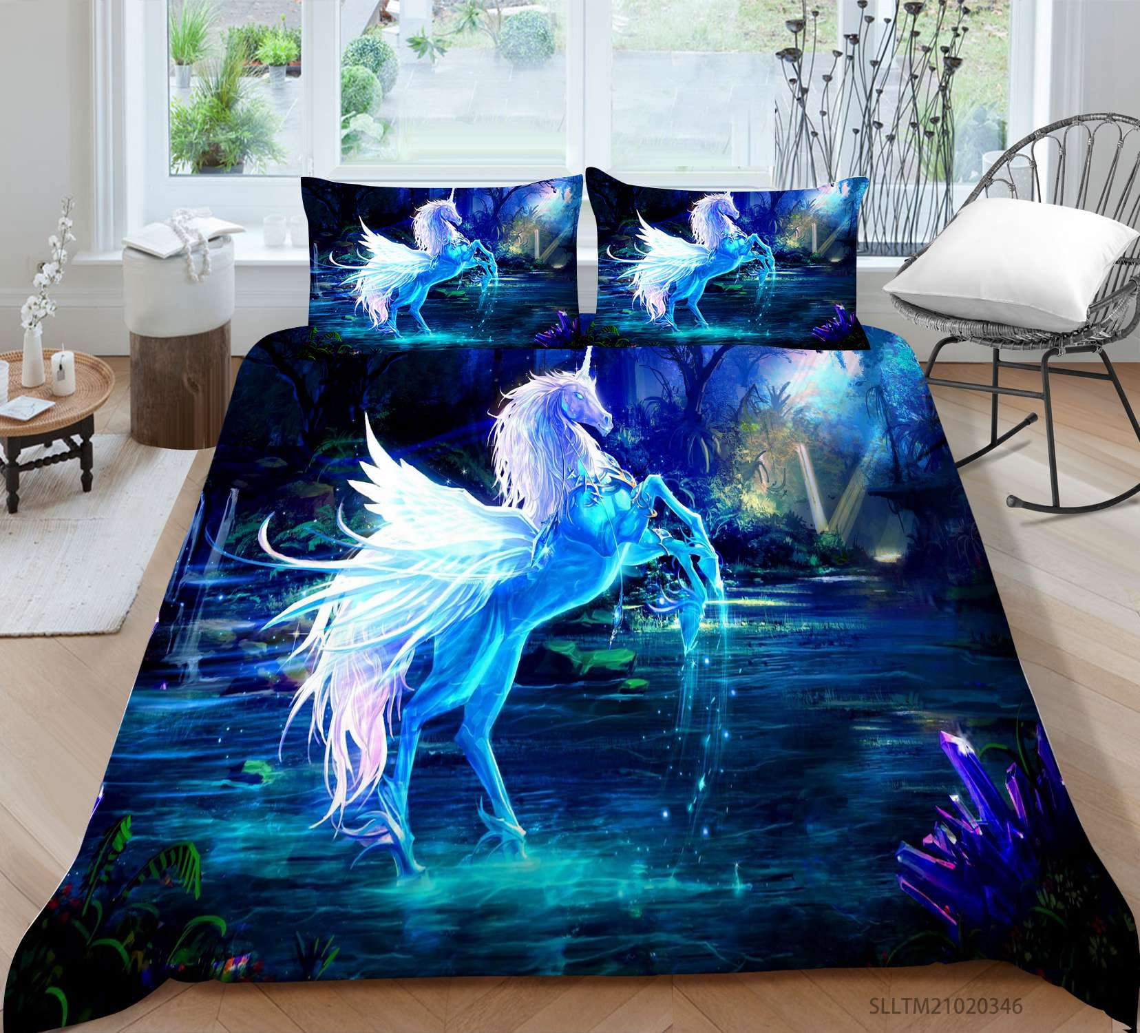 Pegasus Print Duvet Cover, 3D Children's Youth Room Decorative Bedding