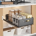 thumbnail image 4 of 2Pcs Under Kitchen Sink Organizer Slide Out Pull Out Organizer with Adhesive Film Under Sliding Cabinet Basket Storage Shelf for Kitchen Bathroom Black Small Durable Space-Saving Easy Installation, 4 of 6