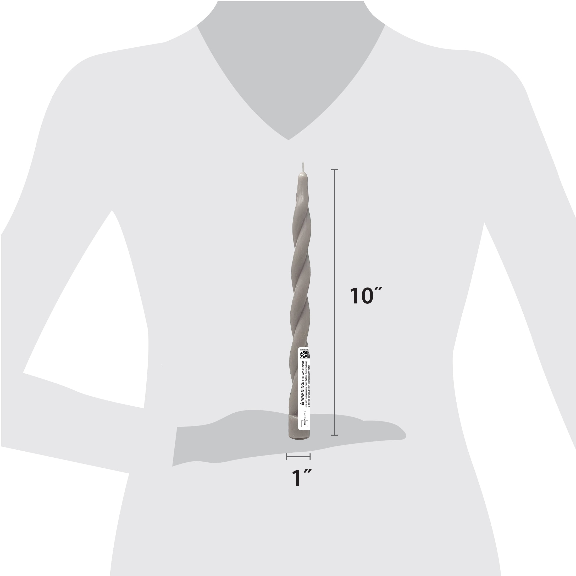 Mainstays Paraffin Wax 10" Twist Taper Candle, Unscented, Taupe