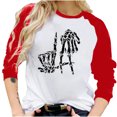 thumbnail image 1 of Camiseta suelta estampada a la moda para mujer, blusa de manga larga, cuello redondo, camisetas informales Pompotops  FGAJ8257, 1 of 5