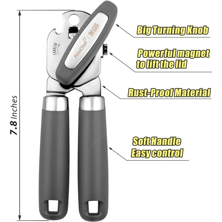 SPIDER GRIP Can Opener, No-Trouble-Lid-Lift Manual Handheld Can Opener with  Magnet, Smooth Edge Safe Cut for Beer/Tin/Bottle, Big Turning Knob