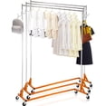 thumbnail image 2 of Heavy-Duty Z-Truck Clothing Rack – Rolling Garment Rack With Lockable Casters – 300 Lbs Capacity, Orange 2 of 4