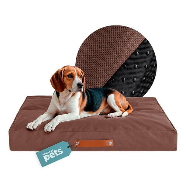 Cama Antiestrés de Foam para Perro Mediano y Gato, Colchoneta Lavable Esquimal (Café, 80x55 cm)