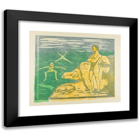 Edvard Munch 14x12 Black Modern Framed Museum Art Print Titled - Boys Bathing (1899)