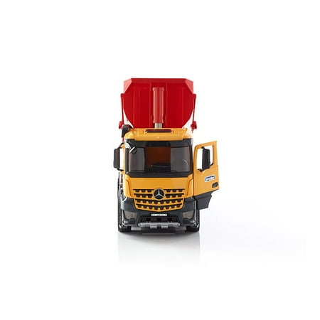 Half Price Toy - Bruder Toys Plastic MB Arocs Half Pipe Construction Dumpster Truck, Yellow + Red