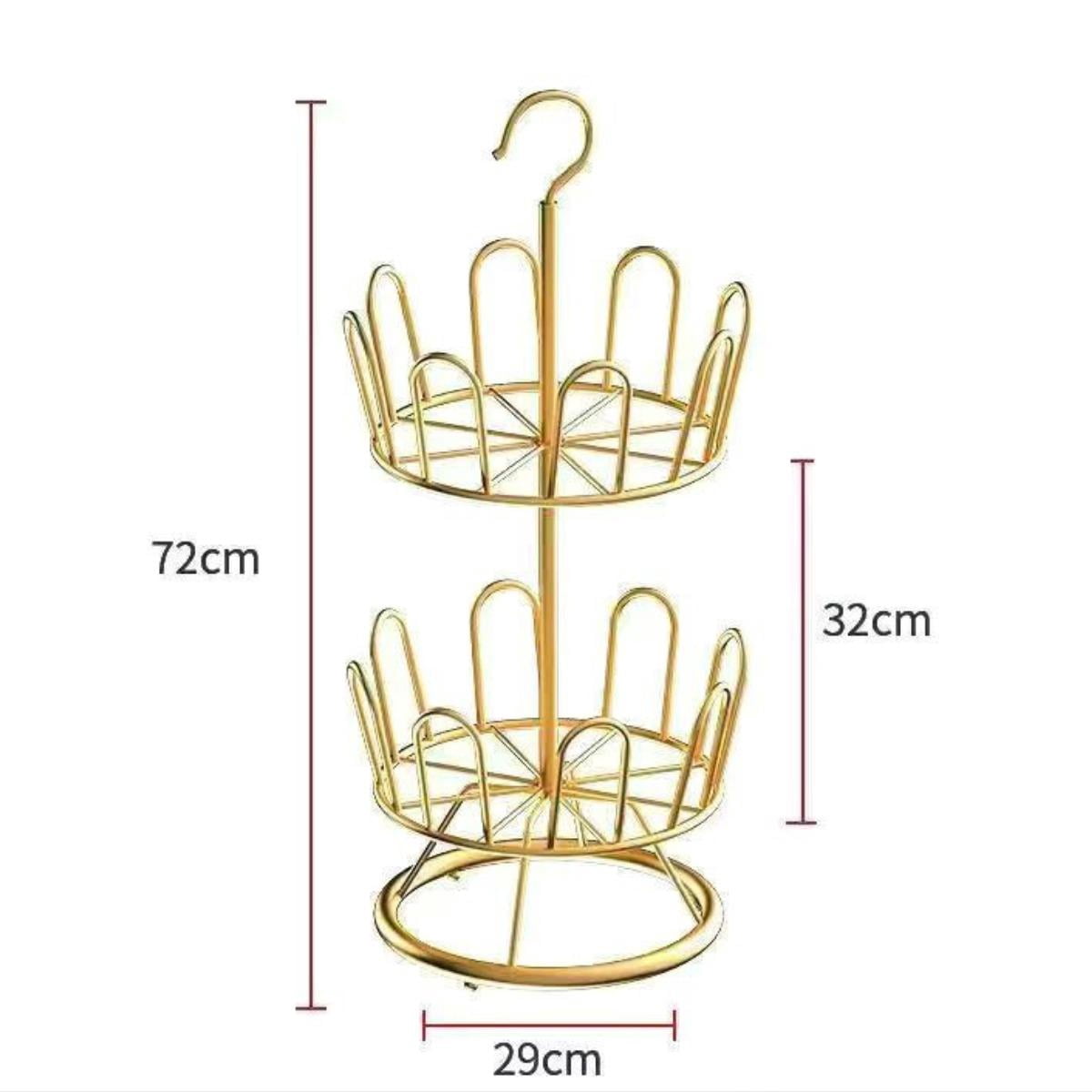 Fiocias High Quality Rotating Shoe Rack. Standing Circular Rack with Outstanding Design. Gold 2 Tiers