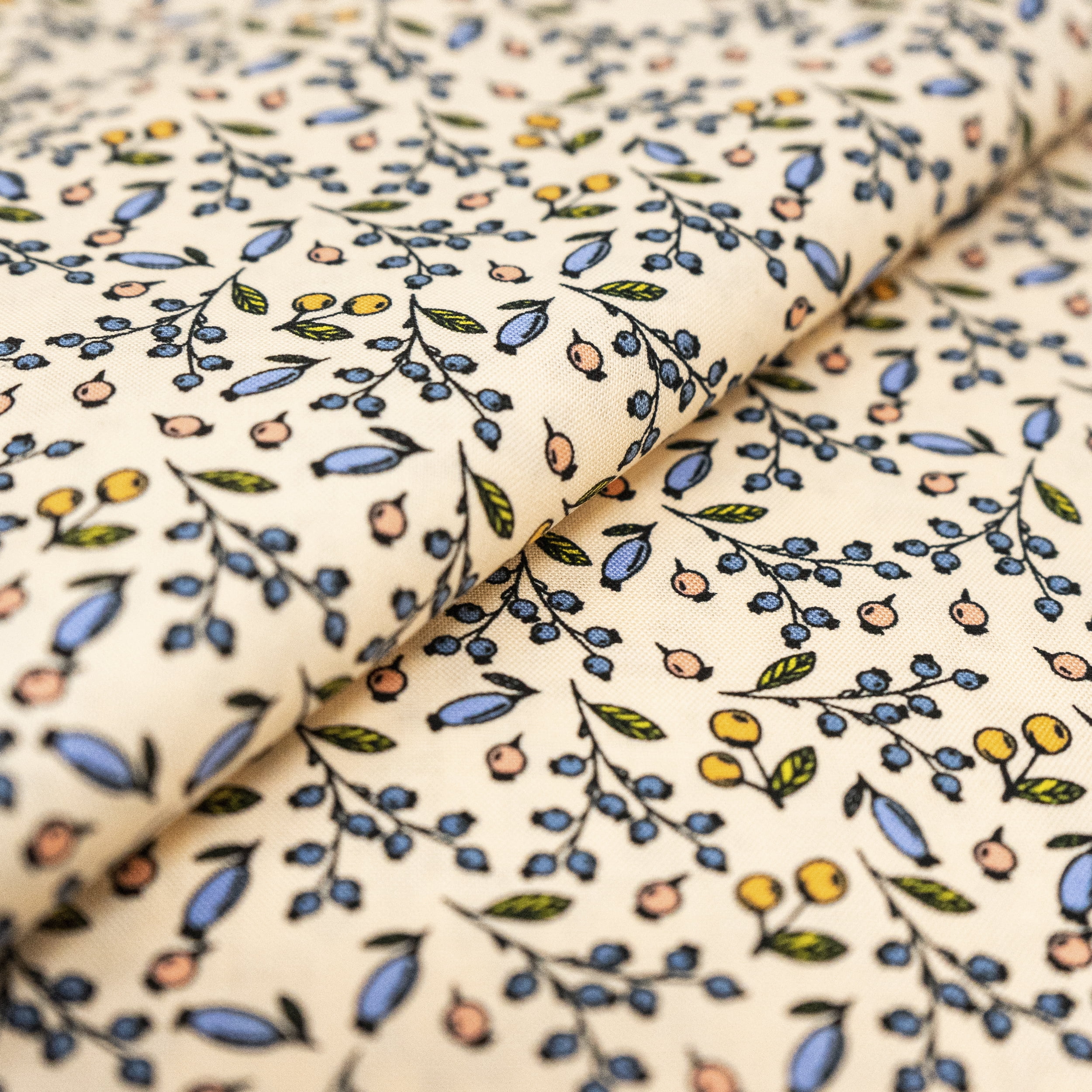 Singer Print Fabric, 100% Premium Cotton, Sewing Quilting, 44 inch, Floral Pastels Berries 3 Yard Cut