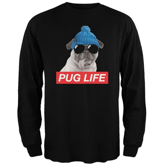 Old Glory Mens Pug Life Long Sleeve Graphic T Shirt