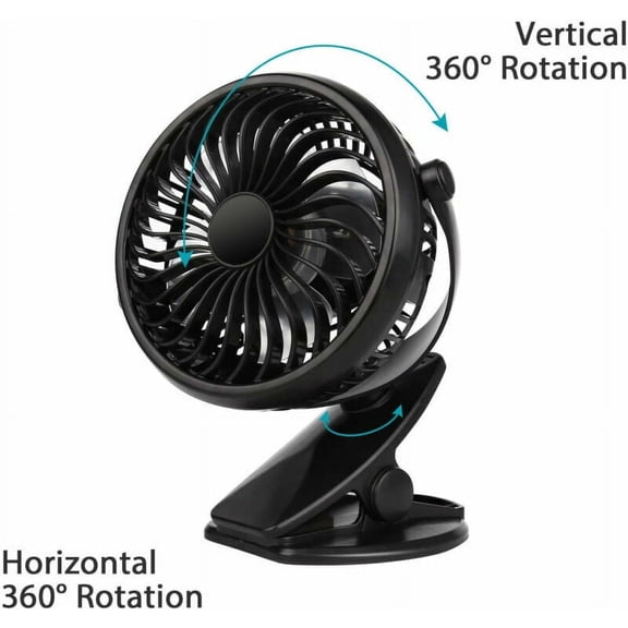 SNNROO Portable USB Rechargeable Mini Cooling Fan Clip On Desk Baby Stroller Cool