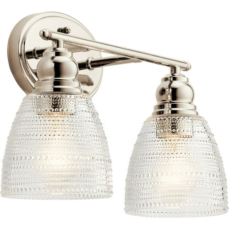 Bathroom Vanity 2 Light Fixtures With Polished Nickel Finish Steel Material Medium Bulb 15