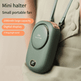 thumbnail image 2 of Portable Hanging Neck Fan, 2000mAh Wearable Mini Fan, Battery Operated USB Rechargeable 3 Speed Air Cooler Green, 2 of 7