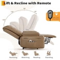 thumbnail image 4 of Bingirl Fauteuil Inclinable Motorisé de 22 Pouces en Cuir Beige Rembourré avec Aide à la Levée, 4 of 9