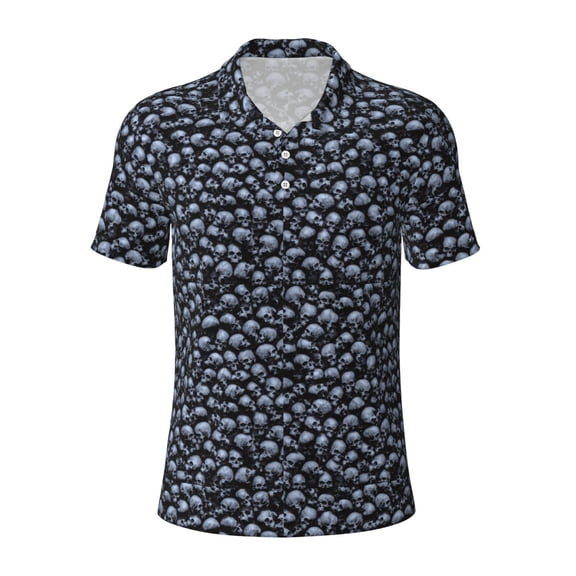 Kuqiui Mens Golf Polo Shirt Dry Fit Performance Sport Short Sleeve Golf Polo Shirts for Men-Gothic Skull