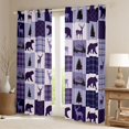 thumbnail image 2 of Homewish Jungle Animal Deer Bear Black Out Curtains for Kids Boys Girls,Geometric Plaid Grid Curtains Pack of 2 (42x63 Each),Black Purple Bedroom Curtains,Luxury Bedroom Decor, 2 of 6
