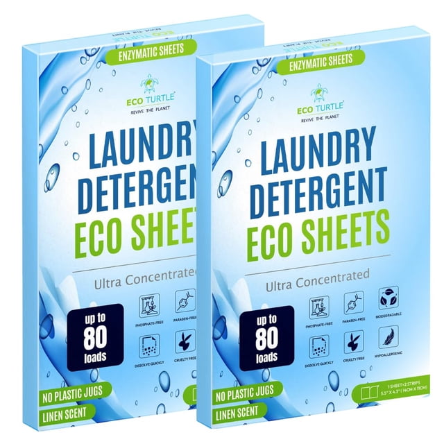 Detergente para ropa Eco Turtle, 80 cargas, paquete de 2