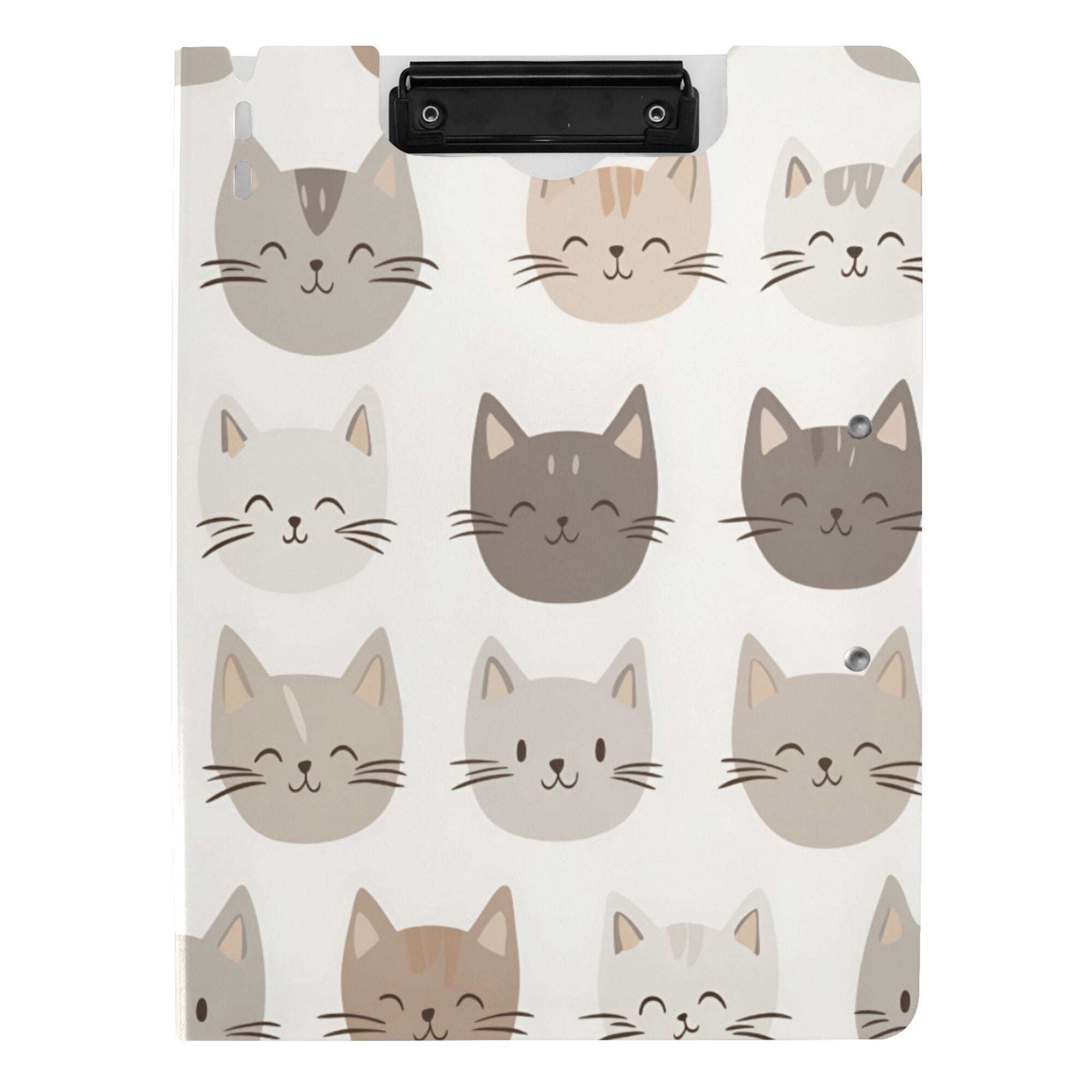 FORMRS A4 Clipboard Folder with Pen Holder Horizontal Foldable School Office Binder, Light Gray Cat Pattern