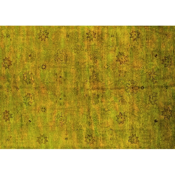 Ahgly Company Indoor Rectangle Oriental Yellow Industrial Area Rugs, 2' x 3'