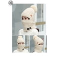 thumbnail image 6 of Luxtrada Womens Knit Scarf Hat Set Winter Warm Solid Pom Soft Venonat Beanie Caps Scarves (Beige), 6 of 7