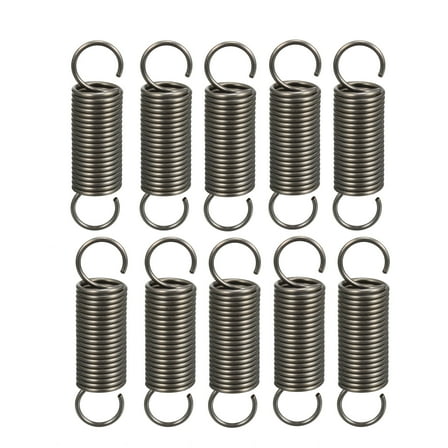 1.0x10x40mm Spring Steel Small Dual Hook Tension Spring, 10pcs