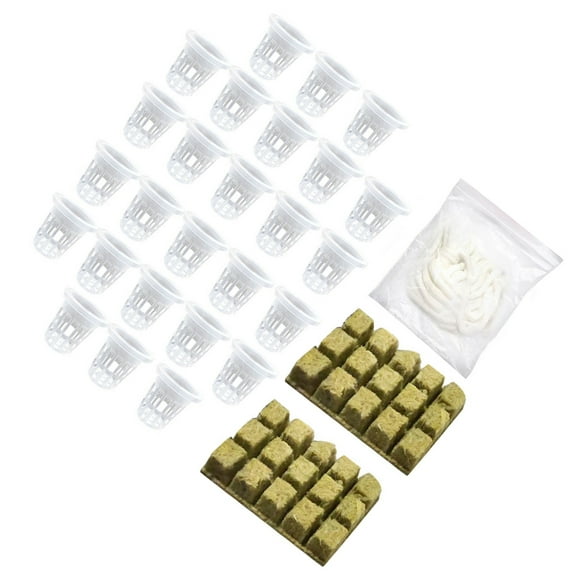 GARVALON Hydroponic Planting Grow Plugs and Cups White 1 Set 4X0.98X0.98in