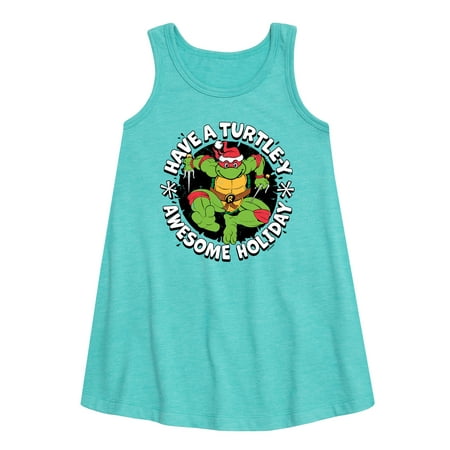 

Teenage Muntant Ninja Turtle - Have A Turtley Awesome Holiday - Toddler and Youth Girls A-line Dress