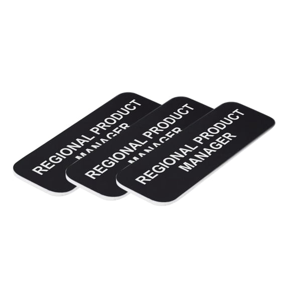 Regional Product Manager 1 x 3" Name Tag/Badge, Black, (3 Pack)