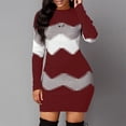 thumbnail image 4 of Vestido de manga larga con cuello alto para mujer, minivestido de punto acanalado, informal, elegante, cálido, otoño e invierno, 2022, 4 of 7