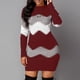 thumbnail image 4 of Vestido de manga larga con cuello alto para mujer, minivestido de punto acanalado, informal, elegante, cálido, otoño e invierno, 2022, 4 of 7