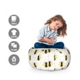 thumbnail image 2 of Queen Bee Storage Toy Bag Chair, Silhouettes Placed on Hexagons Background, Stuffed Animal Organizer Washable Bag, Large Size, White Mustard, by Ambesonne, 2 of 3