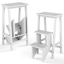 Costway 3 Tier Step Stool 3 in 1 Folding Ladder Bench Storage Shelf White