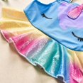 thumbnail image 5 of Traje de baño de unicornio para niñas Trajes de baño Bikini de tankini con volantes para niñas Traje de baño de dos piezas Ropa de playa, 4-5 años, Rainbow-1 Feliz Sencillez, 5 of 5