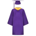 thumbnail image 2 of Miutii Unisex Teens School Graduation Gown Set V-neck Long Sleeve Zip Robe with Hat Stole and Tassel Purple 5-6, 2 of 4