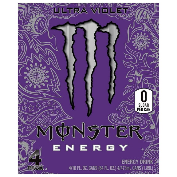 Monster Energy Ultra Violet, Sugar Free Energy Drink, 16 oz. Cans 4 pk