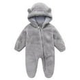 thumbnail image 6 of vdgthytj 2PC Newborn Baby Fleece Outfit Footie Jumpsuit Warm Winter Long Sleeve Zipper Hooded Romper Snowsuit, 6 of 9