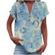 thumbnail image 1 of Camisetas de Manga Corta para las Mujeres Casual Impreso Botón Casa V-Cuello Camiseta Blusas, Poliéster, 1 of 5