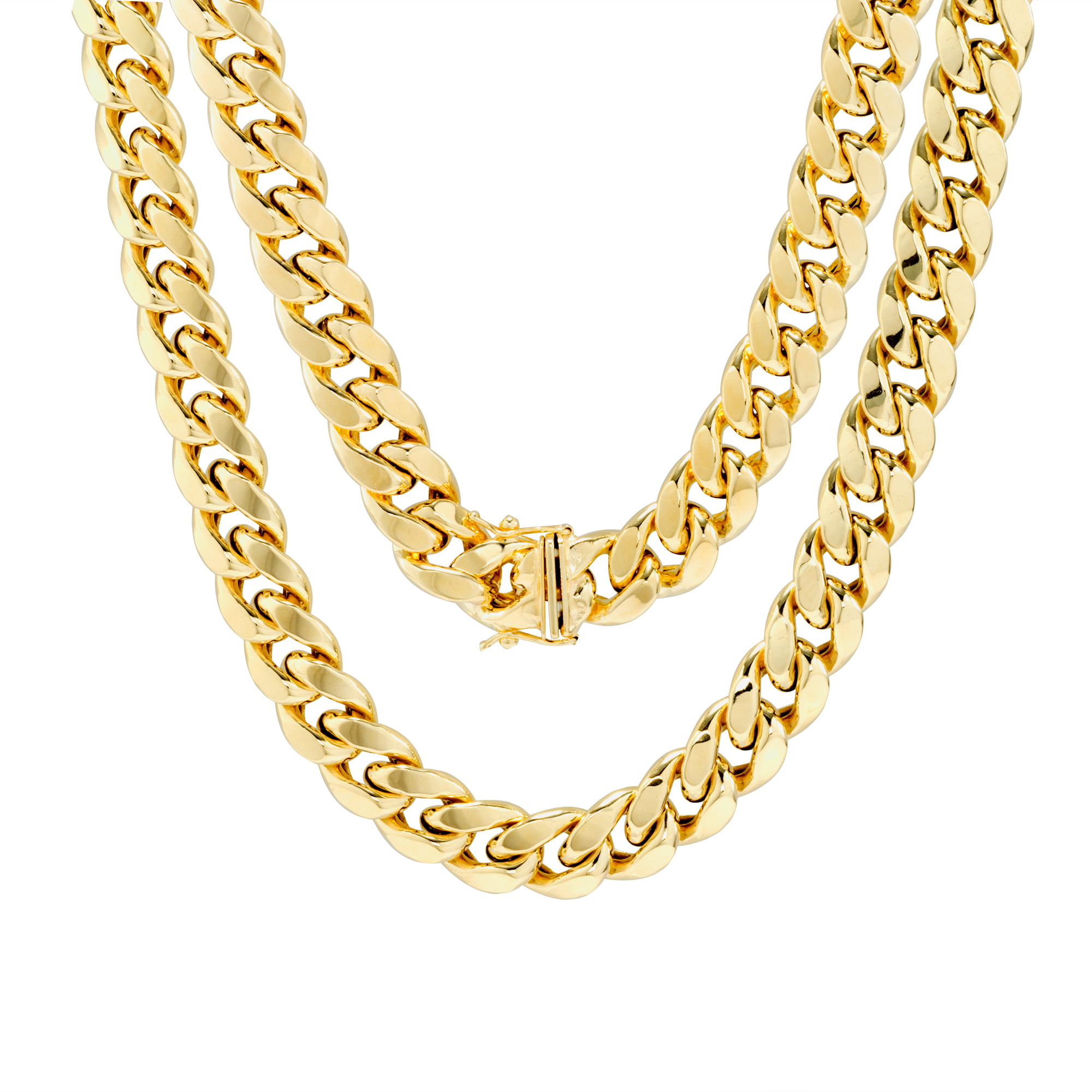 Nuragold - 14K Yellow Gold Mens 11mm Hollow Miami Cuban Link Chain Pendant Necklace, 24&quot;- 30&quot;