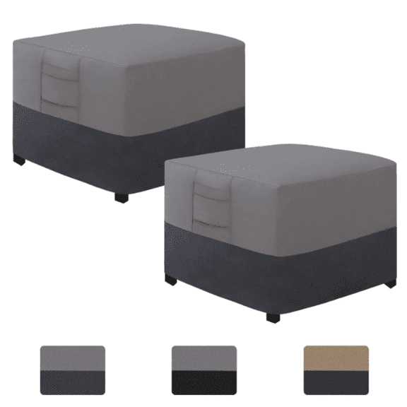 Easy-Going Outdoor Ottoman Cover, Waterproof Patio Ottoman Cover, Heavy Duty Outdoor Furniture Cover with Padded Handles