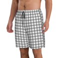 thumbnail image 2 of Pofeuu Gray Checkboard Prin Men's Swim Trunks Quick Dry Bathing Suit Swimming Board Shorts Mesh Lining Beach Swimwear-Large, 2 of 6