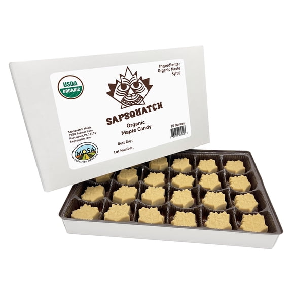 Sapsquatch Organic Maple Candy - 10 Ounces - Pure Maple Syrup Sugar Leaf Candy