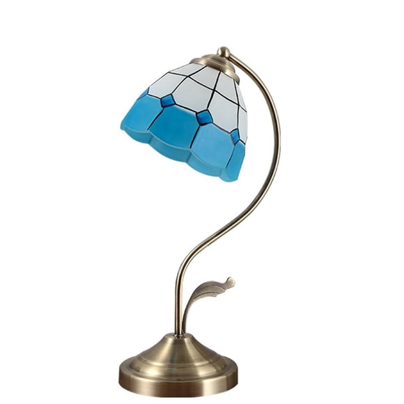 Blue Frosted Glass Bedside Lamp Vintage European Style Rustic Living Room Bedroom Desk Table Lamps