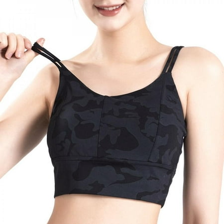 

Clearance!Women s Sports Vest Camouflage Wirefree Removable Cups Yoga Vest Sports Bra Black M