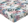 thumbnail image 4 of Ambesonne Floral Fitted Sheet, Art Abstract Spring Flowers, Full Size, Rose Blue Grey and Camel, 4 of 5