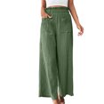 thumbnail image 4 of Buigttklop Pants for Women 2024 Women'S Line Pants Wide Leg Pants 2024 Beach Comfy Elastic Waisted Solid Palazzo Casual Pants with Pockets, 4 of 6