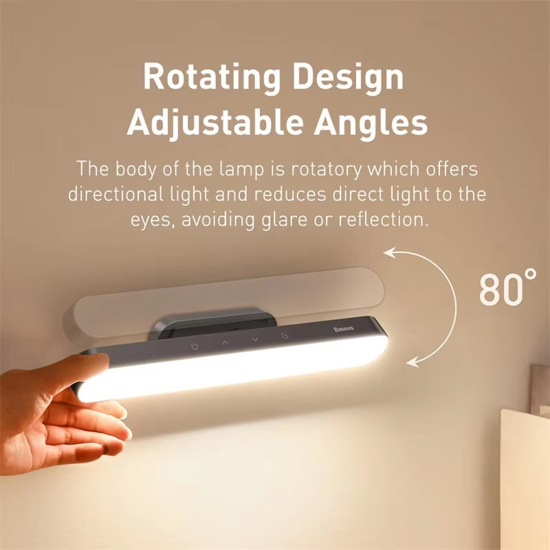Baseus Magnetic Hanging Desk Lamp, Rechargeable LED, Continuous Dimming, for Reading, Study, Work, Eye Protection