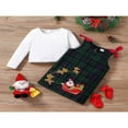 thumbnail image 2 of Girl‘s Two-Piece Suit Long Sleeve Tops  Embroidered Elk Pattern Plaid Overall Skirt, 2 of 7