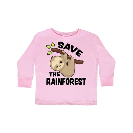 

Inktastic Save the Rainforest with Cute Baby Sloth Gift Toddler Boy or Toddler Girl Long Sleeve T-Shirt
