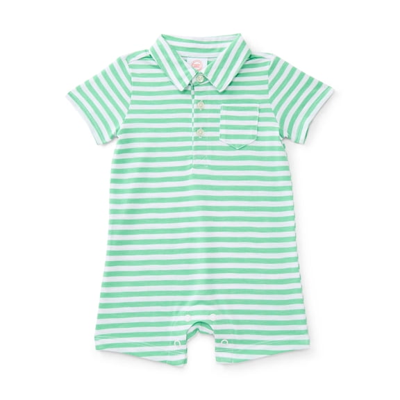 Wonder Nation Baby Boys' Polo Shortie Romper with Short Sleeves, Sizes 0/3M-24M